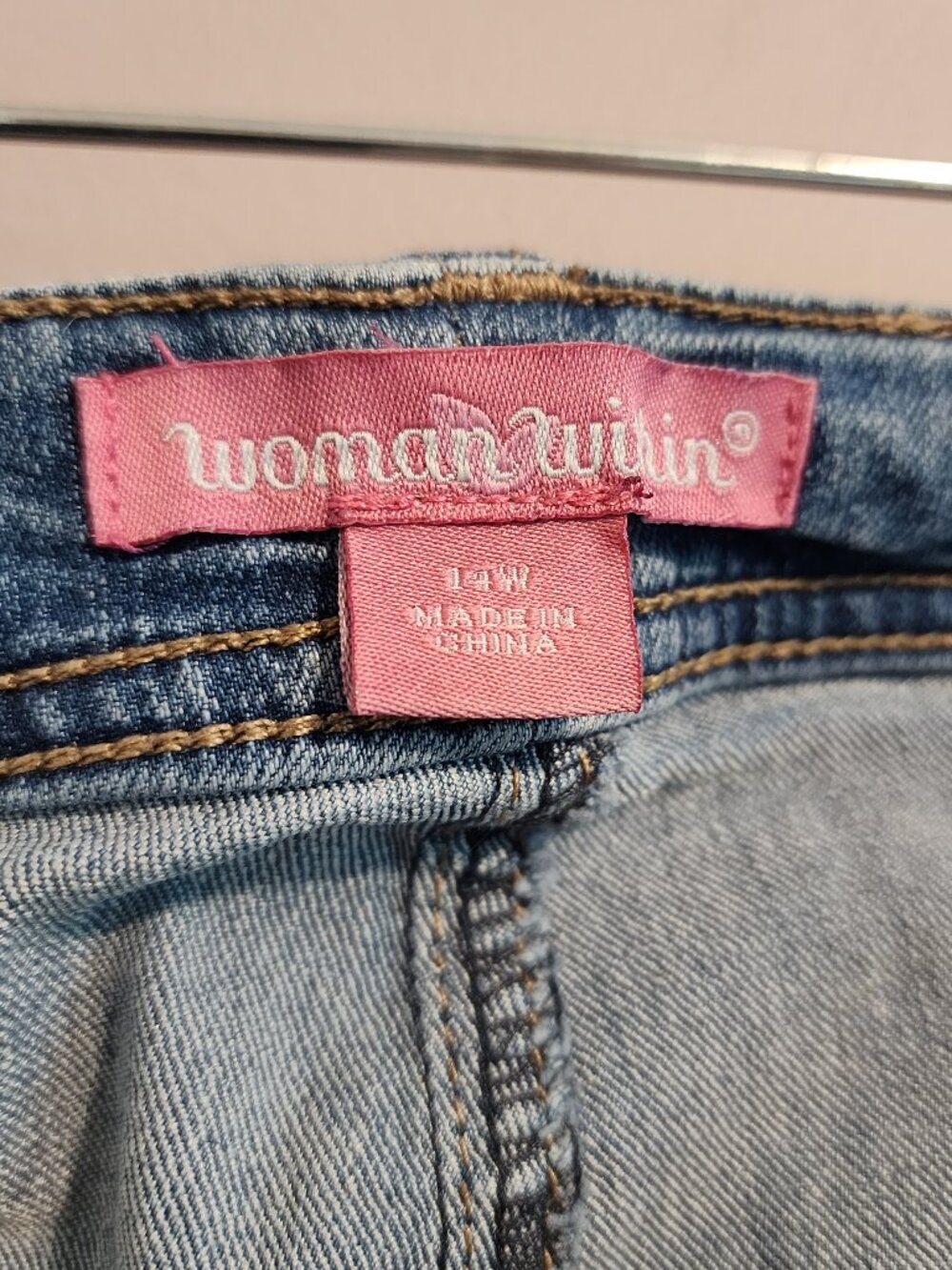 2/$30 Woman Within Light Wash Blue Bermuda Jean Shorts Size 14W - Picture 11 of 12